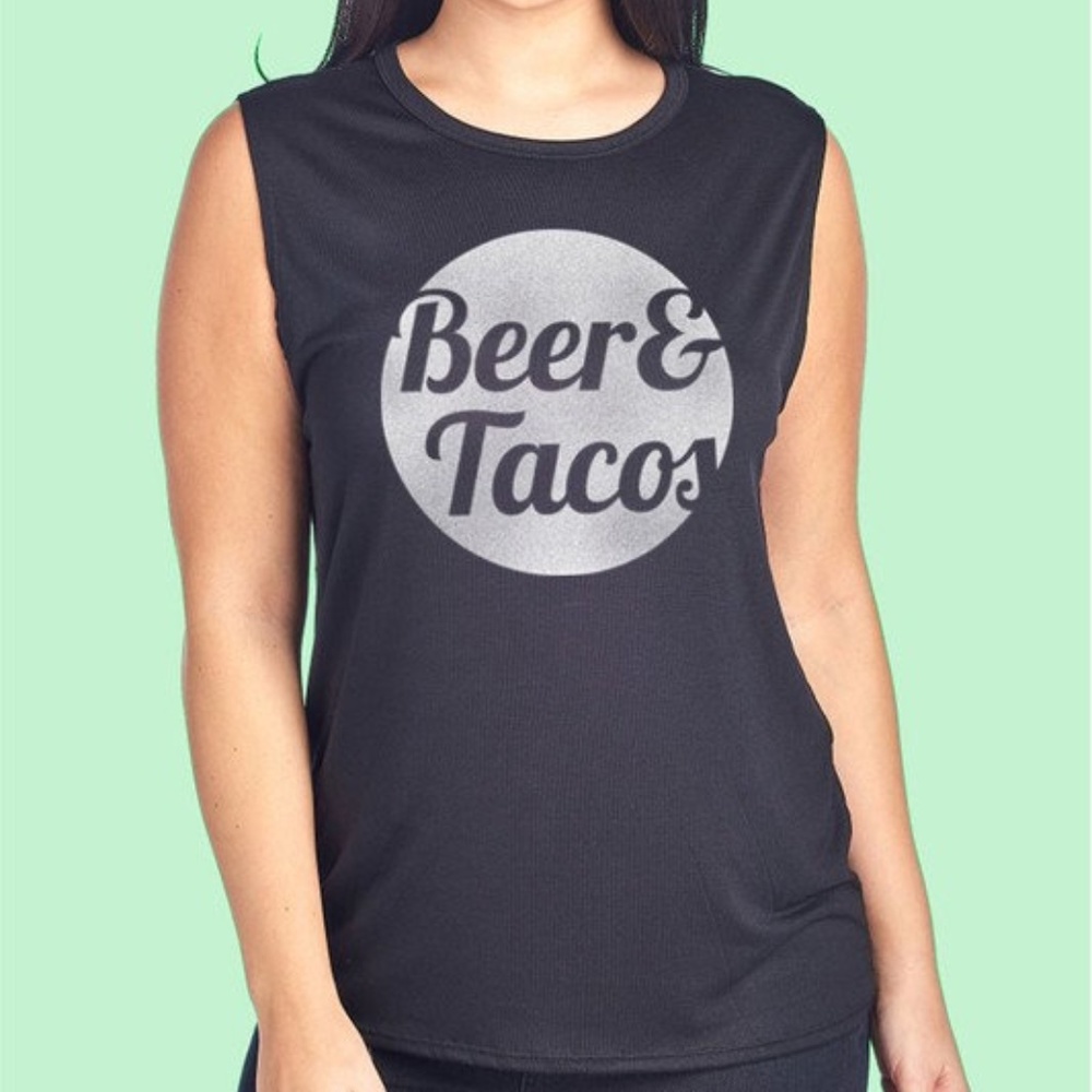 Beer & Tacos Graphic Plus Size Tank Top